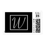 Black and White Monogram W Wedding Stamp