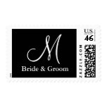 Black And White Monogram Wedding postage