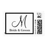 Black And White Monogram Wedding postage