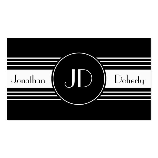 Black and White Monogrammed Business Card