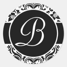 Black and White Monogrammed Personal Seals Sticker