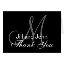 Black and White Monogrammed Thank You Card