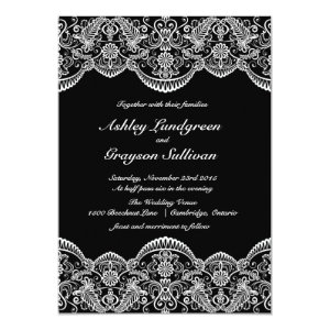 Black and White Moroccan Lace Wedding Invitation 5