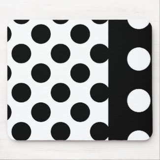 Black And White Mousepad::Polka Dots mousepad