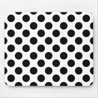 Black And White Mousepad::Polka Dots mousepad