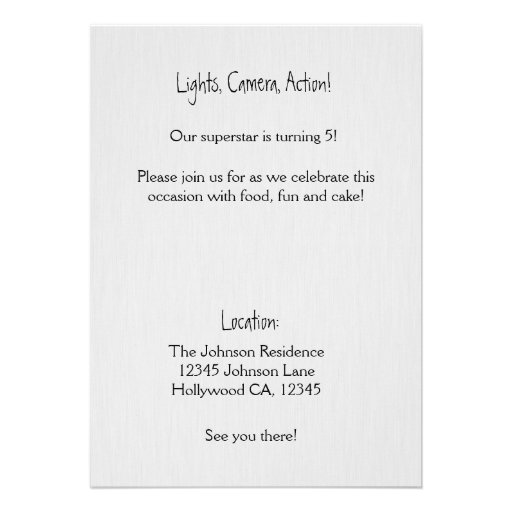 Black and White Movie Clapboard Birthday Invites