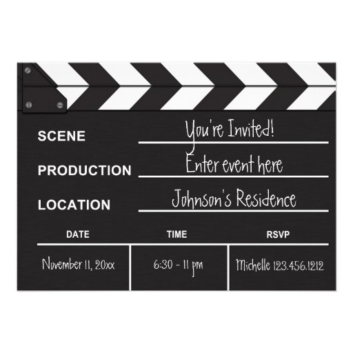 Black and White Movie Clapboard "blank" invites