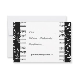 Black and White Mozart Music rsvp with envelope