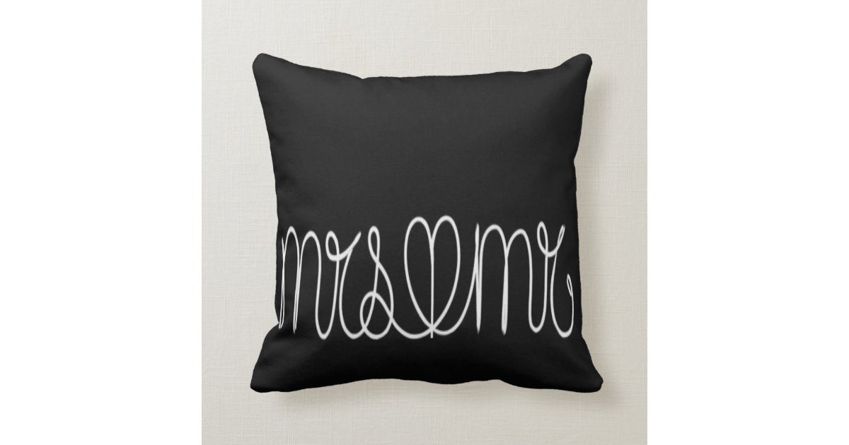 Black and White Mrs and Mr Couple Pillow Zazzle