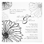 Black and White Mum Flowers Wedding Invitation