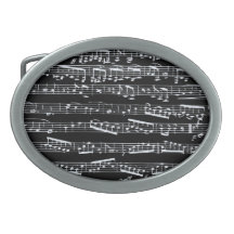 Black and white music notes belt buckle