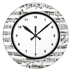 Black and white music notes clock with numbers