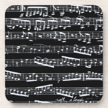 Black and white music notes coasters