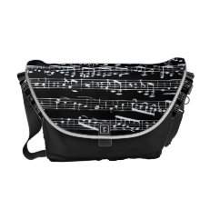 Black and white music notes commuter bag