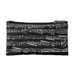Black and white music notes cosmetic bag
