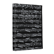 Black and white music notes iPad folio cases