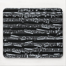 Black and white music notes mousepad