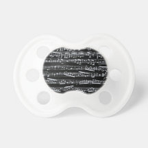 Black and white music notes pacifiers