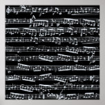 Black and white music notes print
