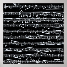 Black and white music notes print