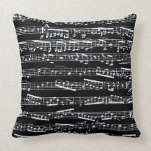 Black and white music notes throw pillow