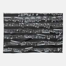 Black and white music notes towel