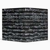 Black and white music notes vinyl binders