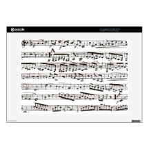 Black and white musical notes 15" laptop skin