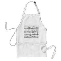 Black and white musical notes apron
