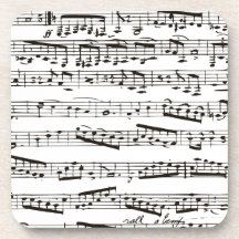 Black and white musical notes coasters