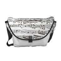 Black and white musical notes commuter bag