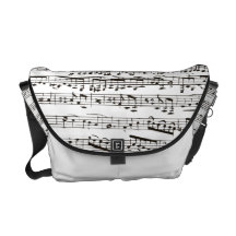 Black and white musical notes commuter bag