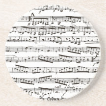 Black and white musical notes drink coasters