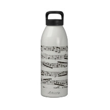 Black and white musical notes drinking bottle