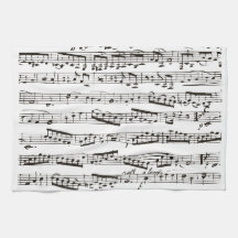 Black and white musical notes hand towel