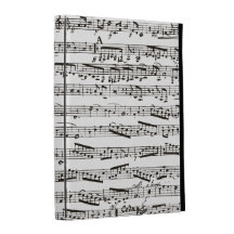 Black and white musical notes iPad cases