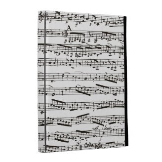 Black and white musical notes iPad cases