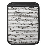 Black and white musical notes iPad sleeves