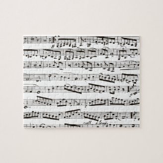Black and white musical notes jigsaw puzzle