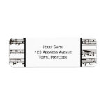 Black and white musical notes (Large text) Return Address Labels