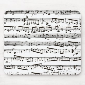 Black and white musical notes mouse pad