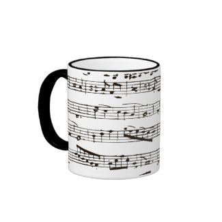 Black and white musical notes mug