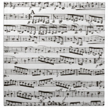 Black and white musical notes napkin
