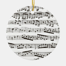 Black and white musical notes ornaments