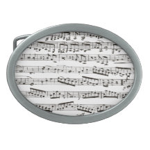 Black and white musical notes oval belt buckles