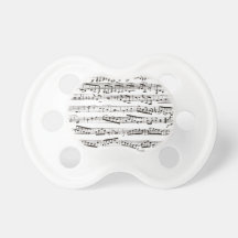 Black and white musical notes pacifier
