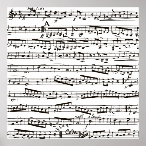 Black and white musical notes poster Zazzle