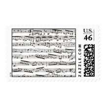 Black and white musical notes stamps