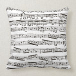 Black and white musical notes throw pillow