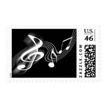 Black and White Musical Scale Postage Stamp by thehatch Black and White Musical Scale Postage Stamp